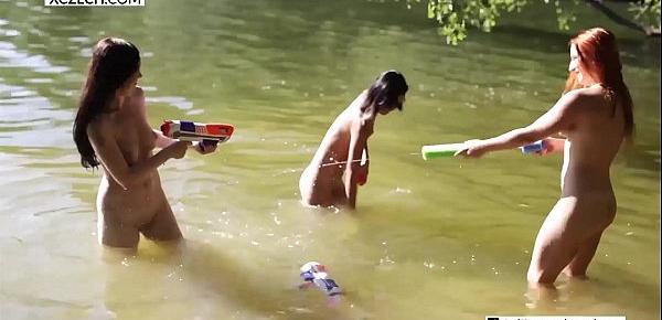  Three czech venuses playing water games togather - XCZECH.com